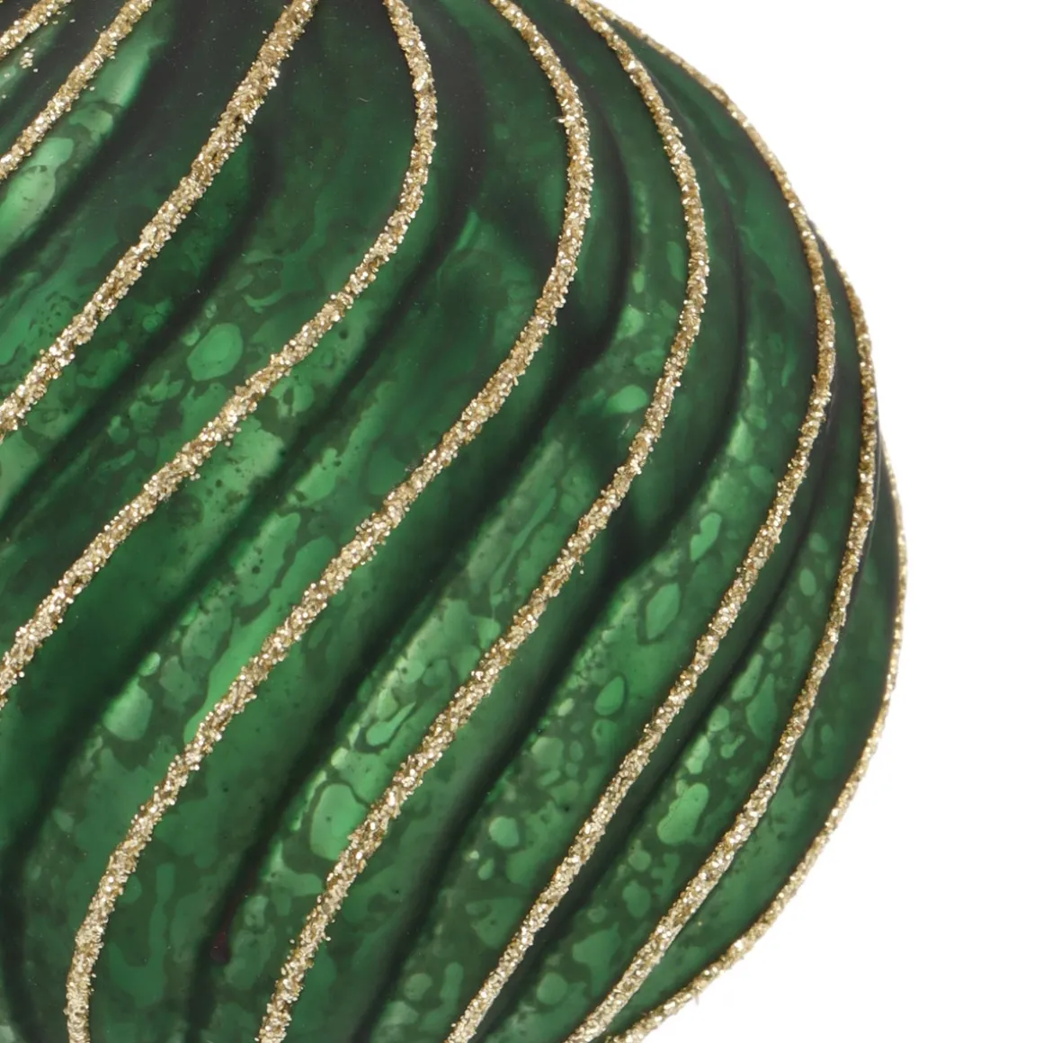 Luxe Kerstbal Antiek Swirl | Glas | Groen-goud | 8cm