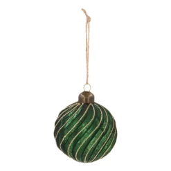 Luxe Kerstbal Antiek Swirl | Glas | Groen-goud | 8cm