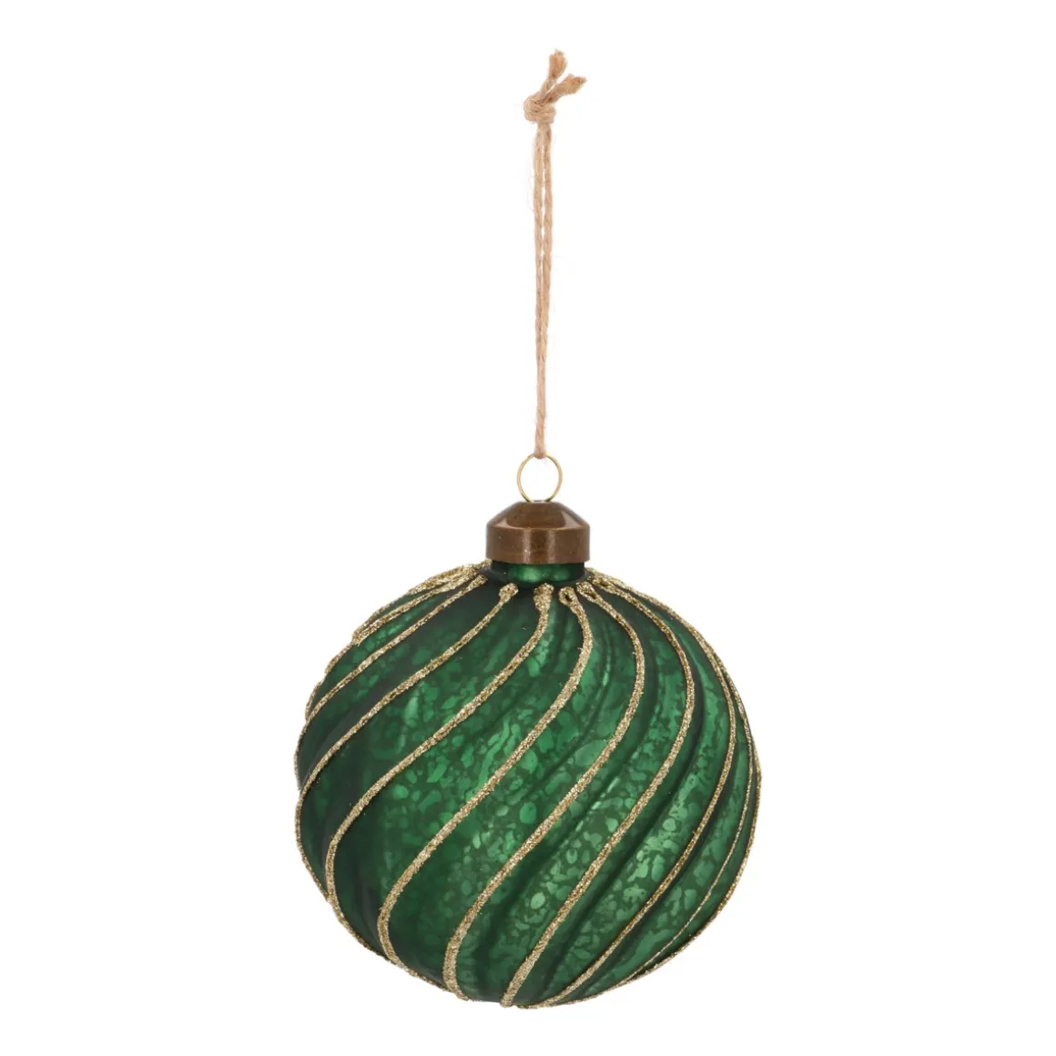 Luxe Kerstbal Antiek Swirl | Glas | Groen-goud | 10cm