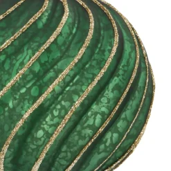 Luxe Kerstbal Antiek Swirl | Glas | Groen-goud | 10cm