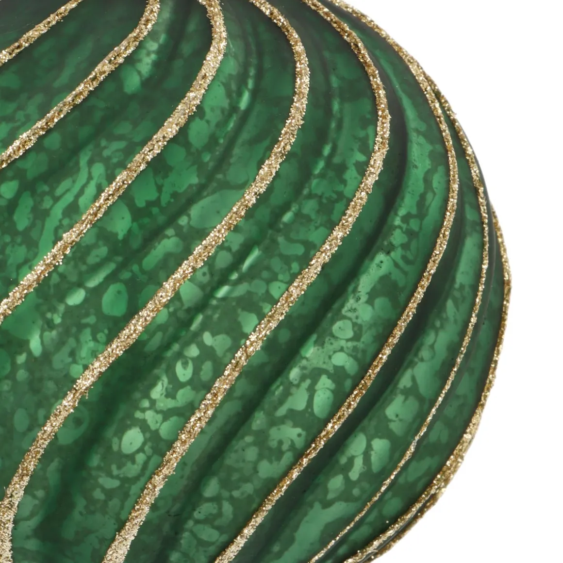 Luxe Kerstbal Antiek Swirl | Glas | Groen-goud | 10cm