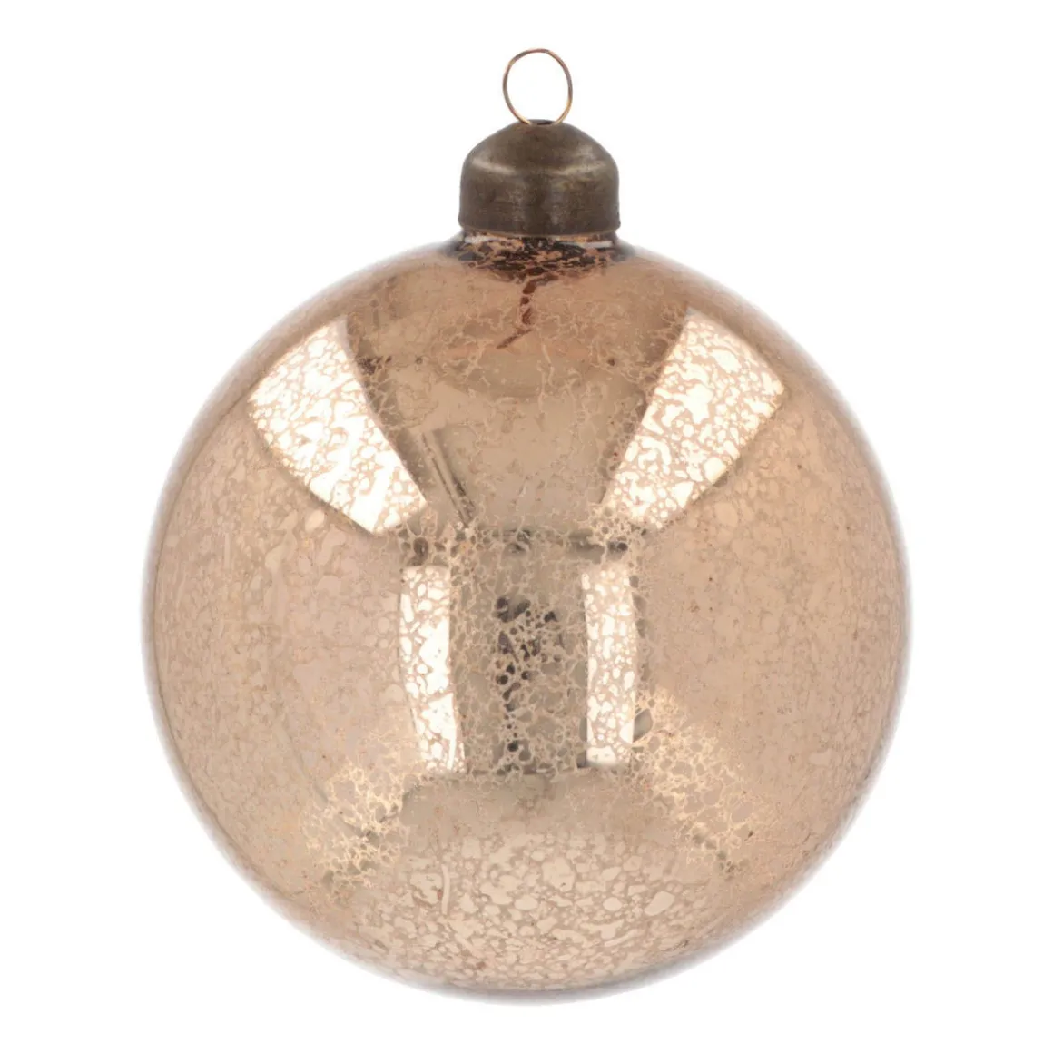 Luxe Kerstbal Craquelé | Glas | Champagne | 10cm