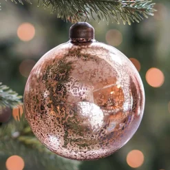 Luxe Kerstbal Craquelé | Glas | Champagne | 10cm