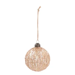 Luxe Kerstbal Doorzichtig Met Glitterstrepen | Brons | Glas | 8cm