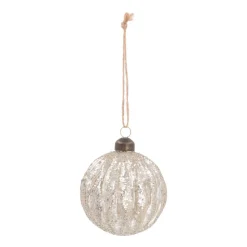 Luxe Kerstbal Doorzichtig Met Gliterstrepen | Champagne | Glas | 8cm