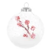 Luxe Kerstbal Frost Effect Met Bessentak | Transparant | Glas | 8cm