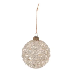 Luxe Kerstbal Geometrisch Craquelé | Glas | Champagne | 10cm