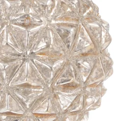 Luxe Kerstbal Geometrisch Craquelé | Glas | Champagne | 10cm