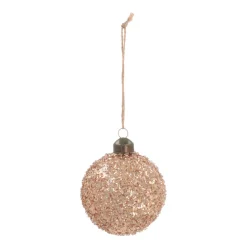 Luxe Kerstbal Glitter | Koper | Glas | 8cm