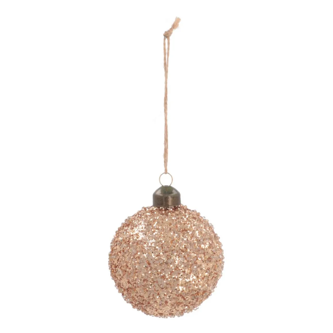 Luxe Kerstbal Glitter | Koper | Glas | 8cm