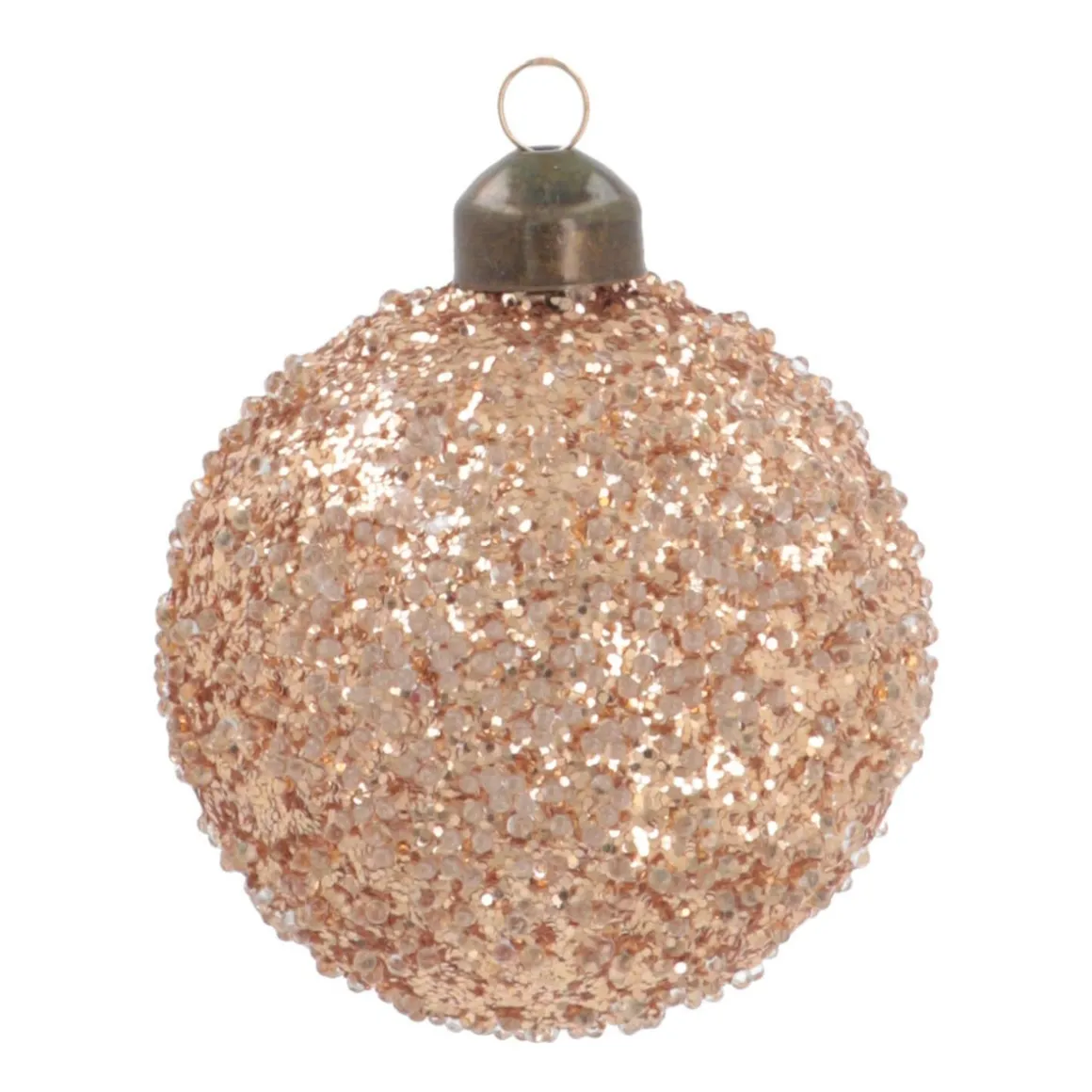 Luxe Kerstbal Glitter | Koper | Glas | 8cm