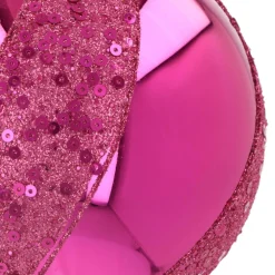 Luxe Kerstbal Glitter Swirl | Glas | Fuchsia | 10cm