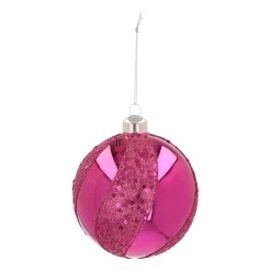 Luxe Kerstbal Glitter Swirl | Glas | Fuchsia | 10cm