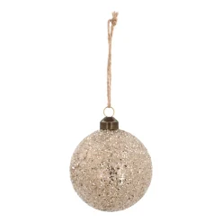 Luxe Kerstbal Glitterkralen | Champagne | Glas | 8cm