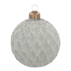 Luxe Kerstbal Mat Met Relief Ruitjes | Cottage-green | Glas | 8cm