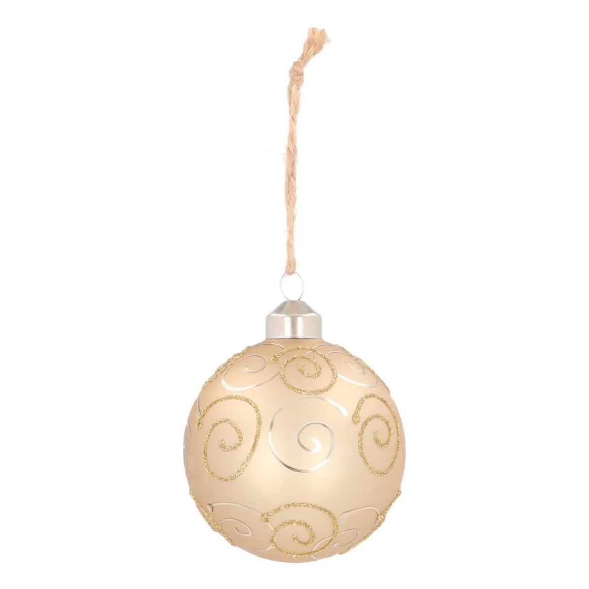 Luxe Kerstbal Met Krul | Lichtgoud | Mat | Glas | 8 Cm