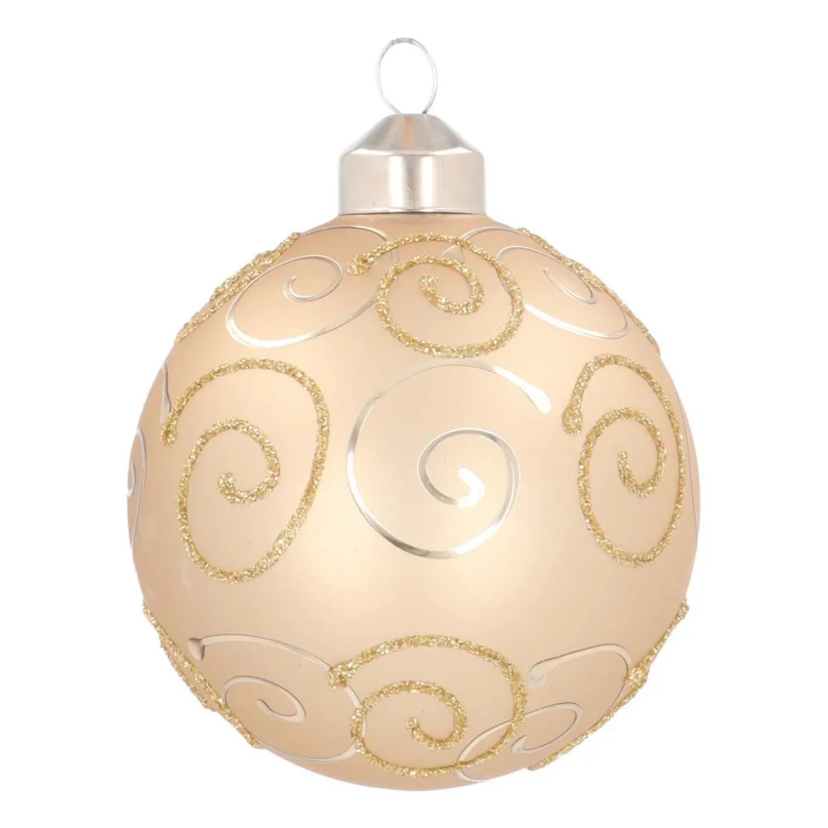 Luxe Kerstbal Met Krul | Lichtgoud | Mat | Glas | 8 Cm