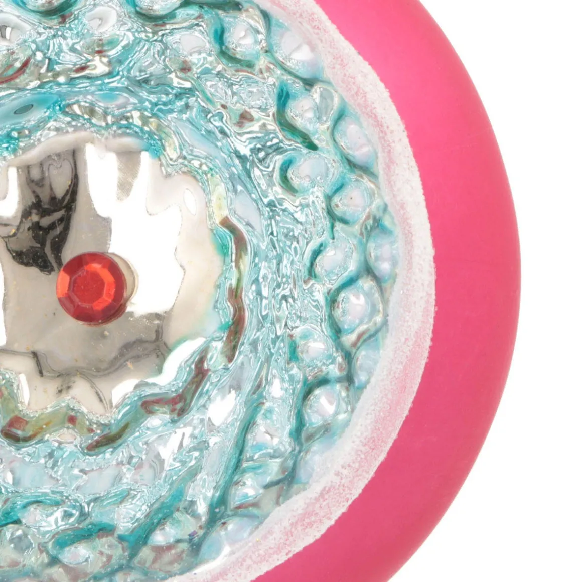 Luxe Kerstbal Met Reflector | Glas | Fuchsiaroze | 8cm