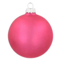 Luxe Kerstbal Met Reflector | Glas | Fuchsiaroze | 8cm