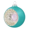 Luxe Kerstbal Met Reflector | Glas | Tealblauw | 8cm