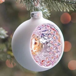 Luxe Kerstbal Met Reflector | Glas | Zilver | 8cm