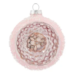 Luxe Kerstbal Met Reflector | Glas | Roze | 8cm