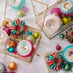 Luxe Kerstbal Met Reflector | Glas | Roze | 8cm