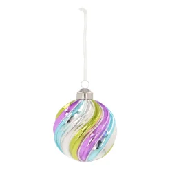Luxe Kerstbal Met Swirl | Pastelkleuren | Glas | 8 Cm