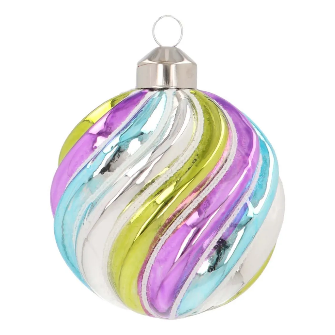 Luxe Kerstbal Met Swirl | Pastelkleuren | Glas | 8 Cm