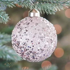 Luxe Kerstbal Pailletten | Champagne | Glas | 8cm