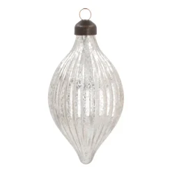 Luxe Kerstbal Pegelvorm | Antiek-champagne | Glas | 12cm