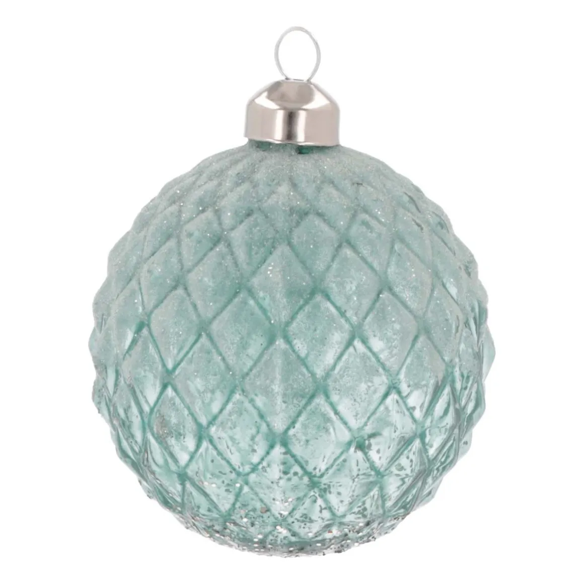 Luxe Kerstbal Ruiten Frost | Glas | Blauw | 8cm