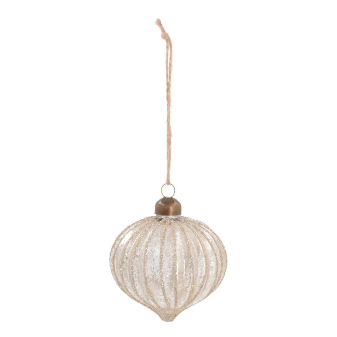 Luxe Kerstbal Ui-vorm Craquelé | Glas | Champagne | 8cm