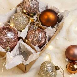 Luxe Kerstbal Ui-vorm Craquelé | Glas | Champagne | 8cm