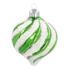 Luxe Kerstbal Ui-vorm Met Swirl | Glas | Groen-wit | 8cm