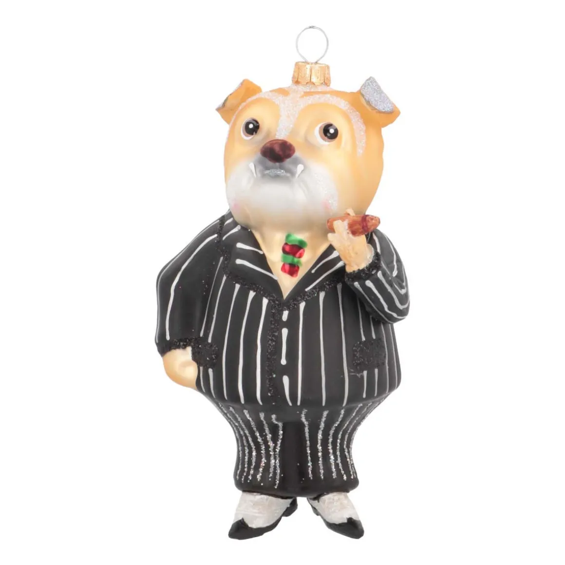 Luxe Kersthanger Bulldog Met Sigaar 14cm