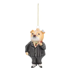 Luxe Kersthanger Bulldog Met Sigaar 14cm