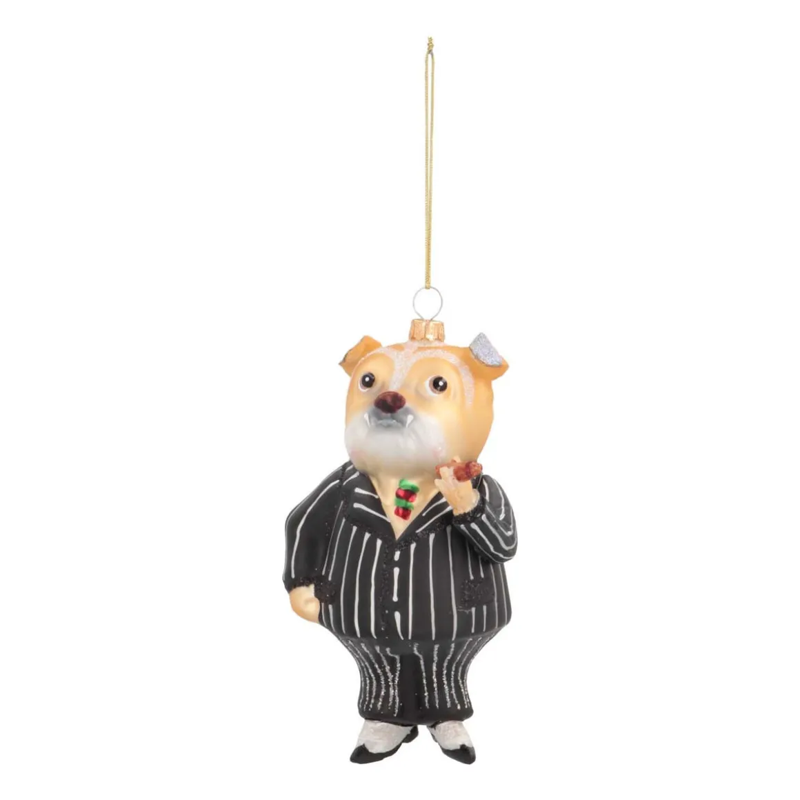 Luxe Kersthanger Bulldog Met Sigaar 14cm