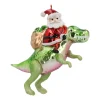 Luxe Kersthanger Dino Met Kerstman 12cm