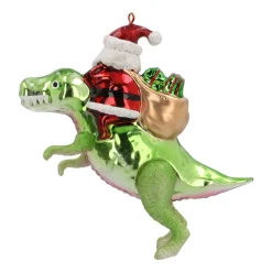 Luxe Kersthanger Dino Met Kerstman 12cm