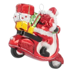 Luxe Kersthanger Kerstman Met Scooter 11cm