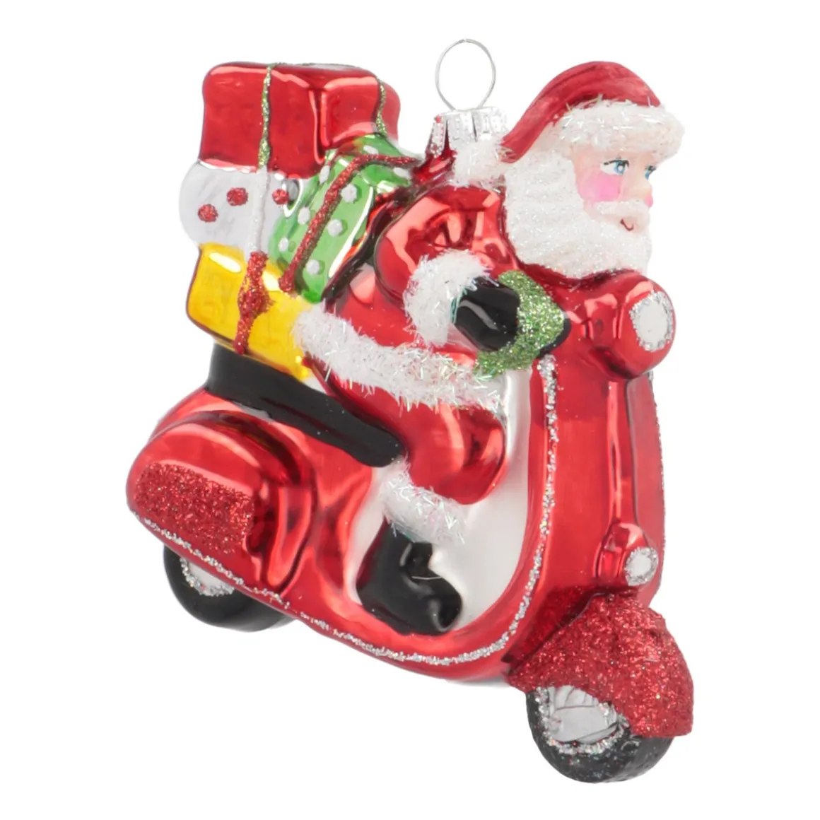 Luxe Kersthanger Kerstman Met Scooter 11cm
