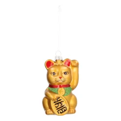 Luxe Kersthanger Maneki Neko - Zwaaiende Kat 11 Cm