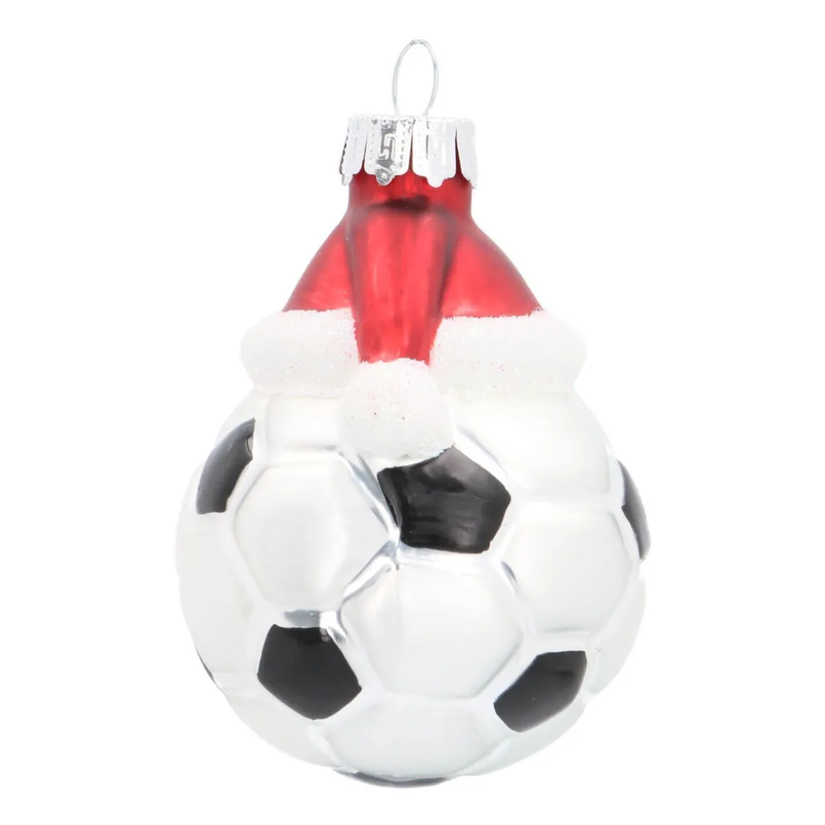Luxe Kersthanger Voetbal Met Muts 8cm