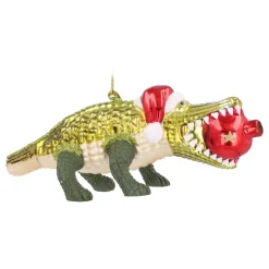 Luxe Krokodil Kersthanger Met Kerstmuts En Kerstbal