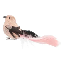 Luxe Vogel Op Clip | Roze | Echte Veren | 15cm
