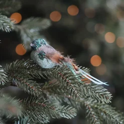 Luxe Vogel Op Clip | Teal-blauw | Echte Veren | 16cm