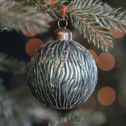 Matgroene Kerstbal Met Organische Lijnen