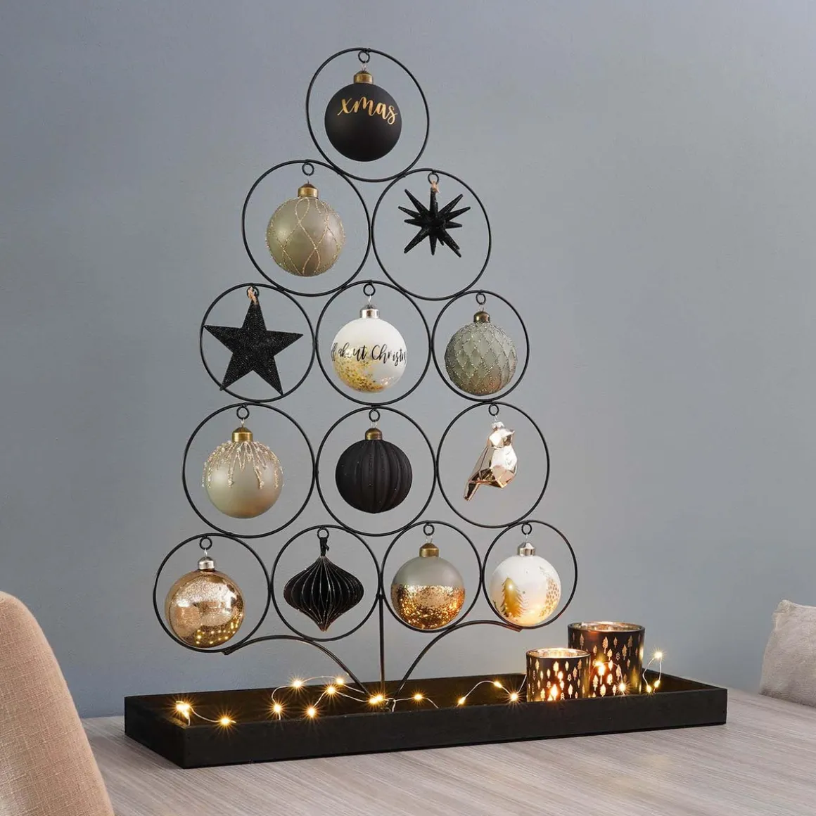 Metalen Kerstboom | Zwart | Rondjes | 80cm
