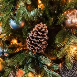 Natuurlijke Dennenappel Met Vlokken En Glitter 12cm